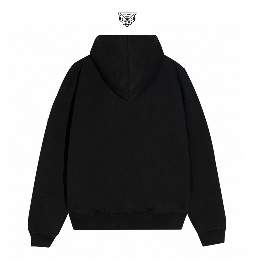 Prada Men's Black Triangle Logo Zip-Up Hoodie